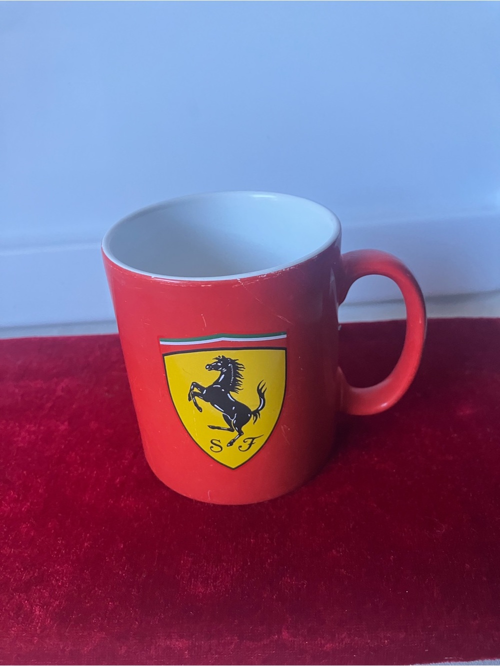 Vintage Ferrari Scuderia SF Shield Red  Ceramic Mug Made England AS IS USED